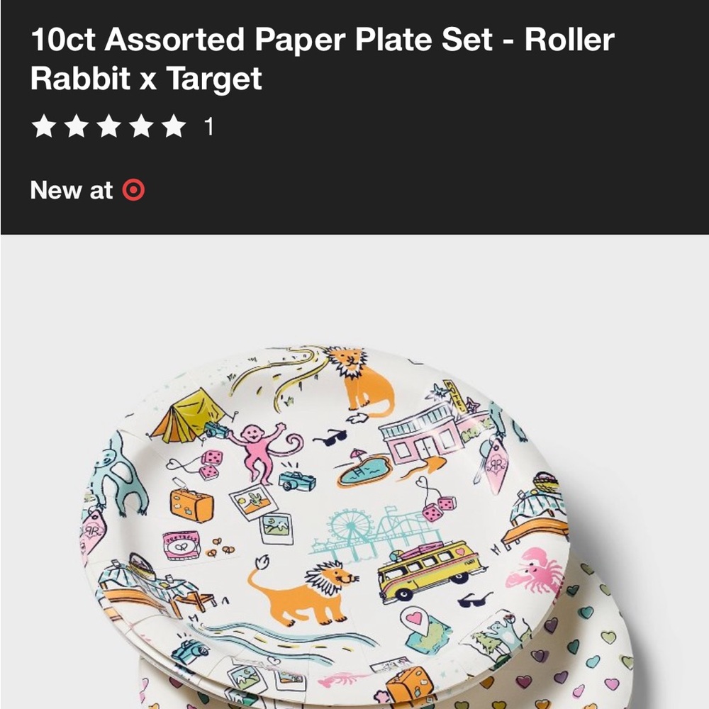 NWT Rabbit x Target 10ct Assorted Paper Plate Set - Roller - Picture 5 of 5
